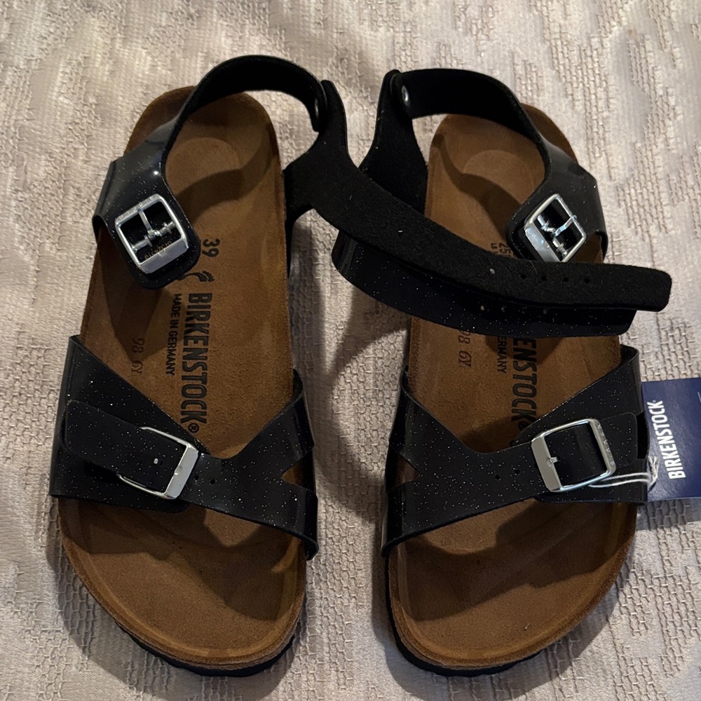 Birkenstock Women’s  Black Sandals with Silver Buckles